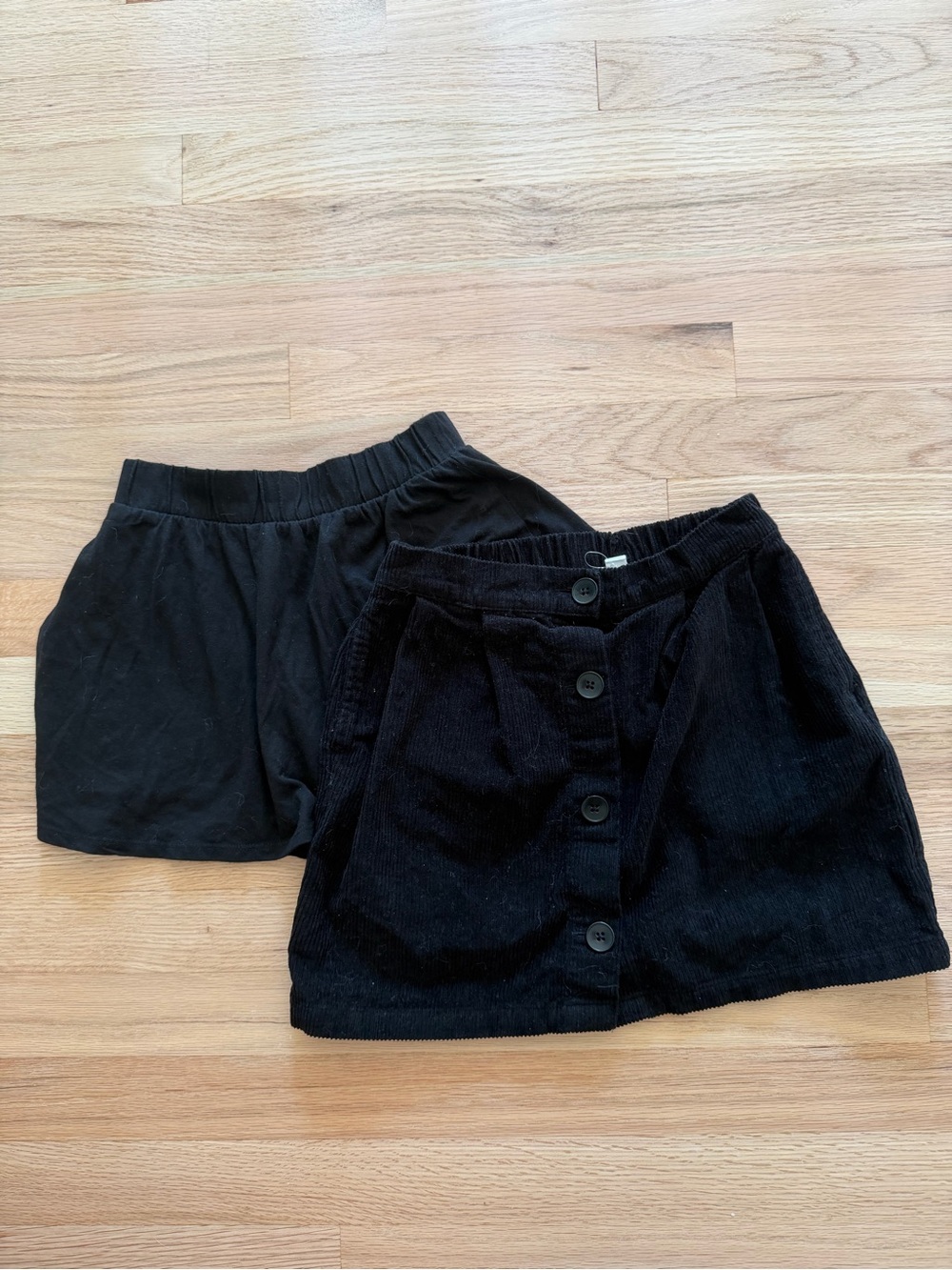 GAP Black Corduroy Button-Front Skirt and cotton skirt with Built-In Shorts